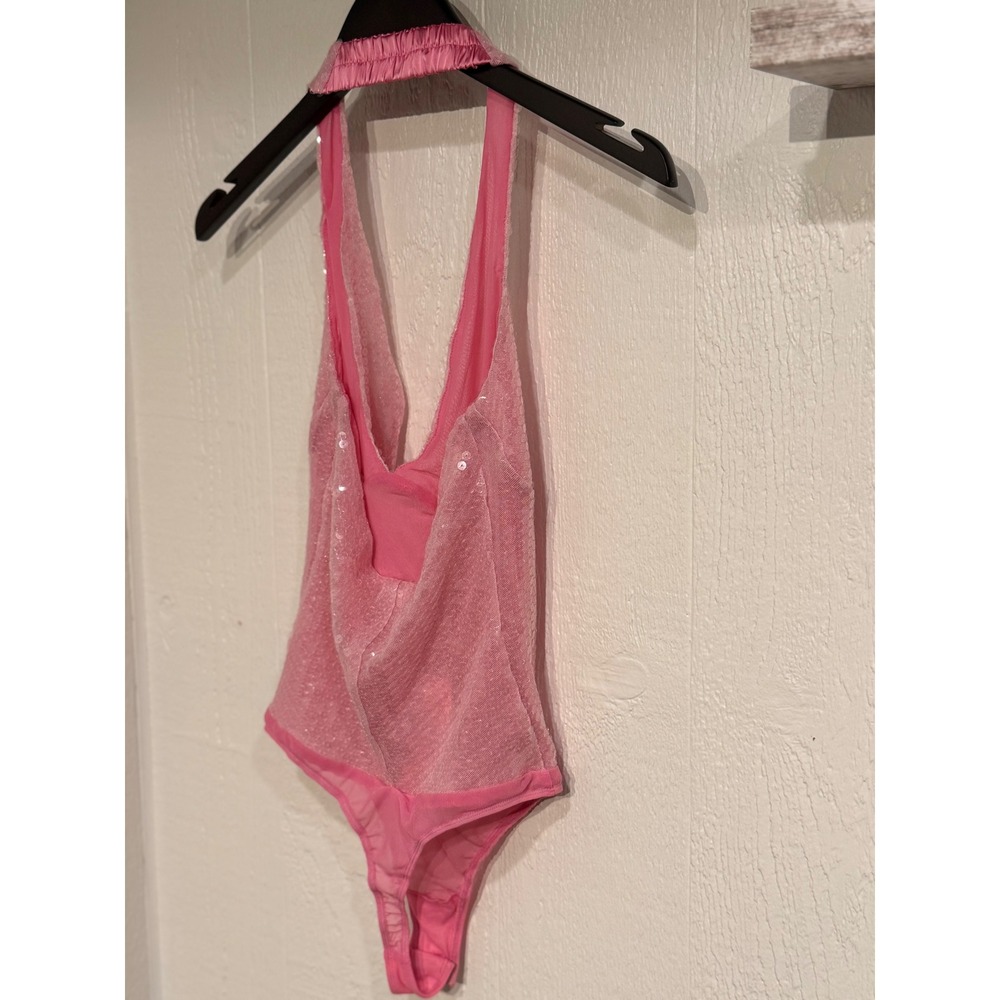Corset style halter thong sequin bodysuit NWOT - Picture 2 of 3